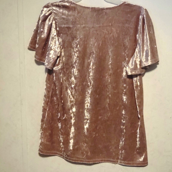 Gibsonlook V-Neck Blouse Purple Shimmer Silky Velvet Touch Y2K sz S Flutter Slee - Picture 3 of 4